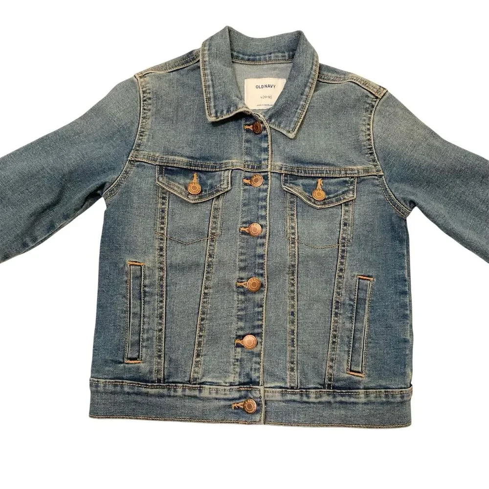Old Navy Boys/Girls Medium Wash Denim Jacket Size L (10-12) EUC